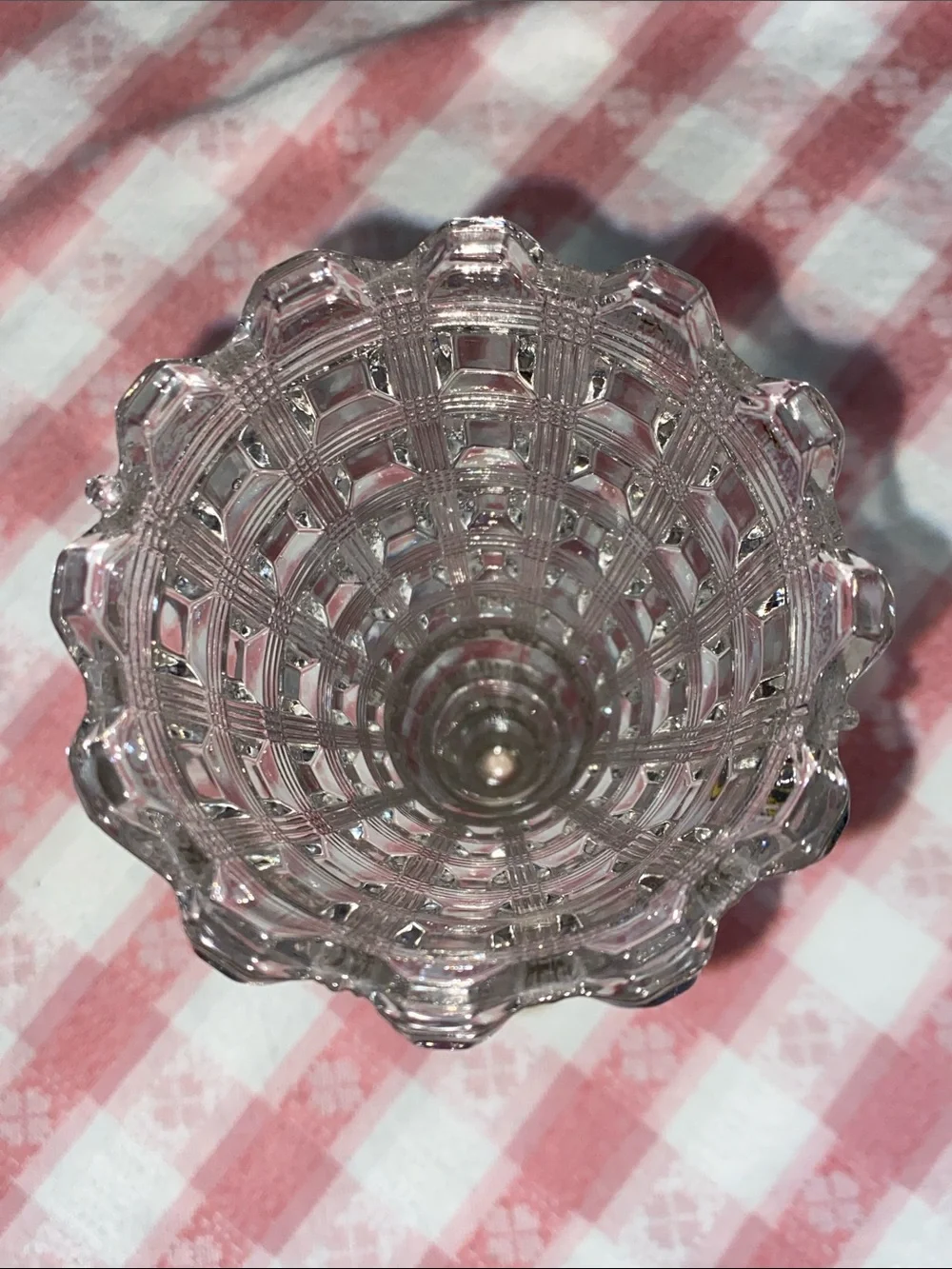 Antique Westmoreland No. 124 Berlin Reeded Waffle Clear Glass Vase, c. 1924